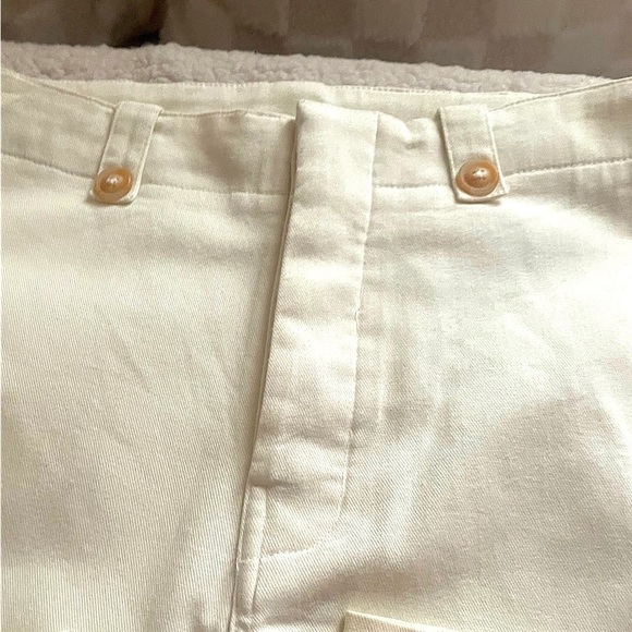 LA MIEL Junior Large, Crisp Summer Vacation Cream Wide-leg Button Tab Boho Pants - Picture 8 of 10